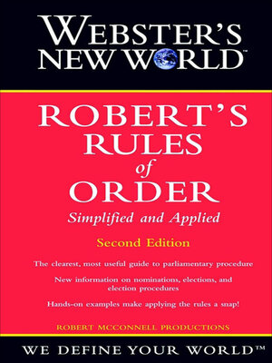 cover image of Webster's New World Robert's Rules of Order Simplified and Applied